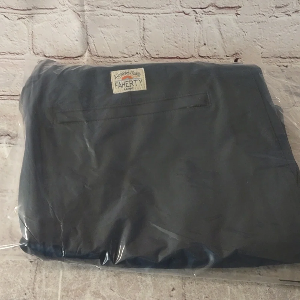 Faherty Mens All Day Stretch Khaki Navy Blue Shorts 38